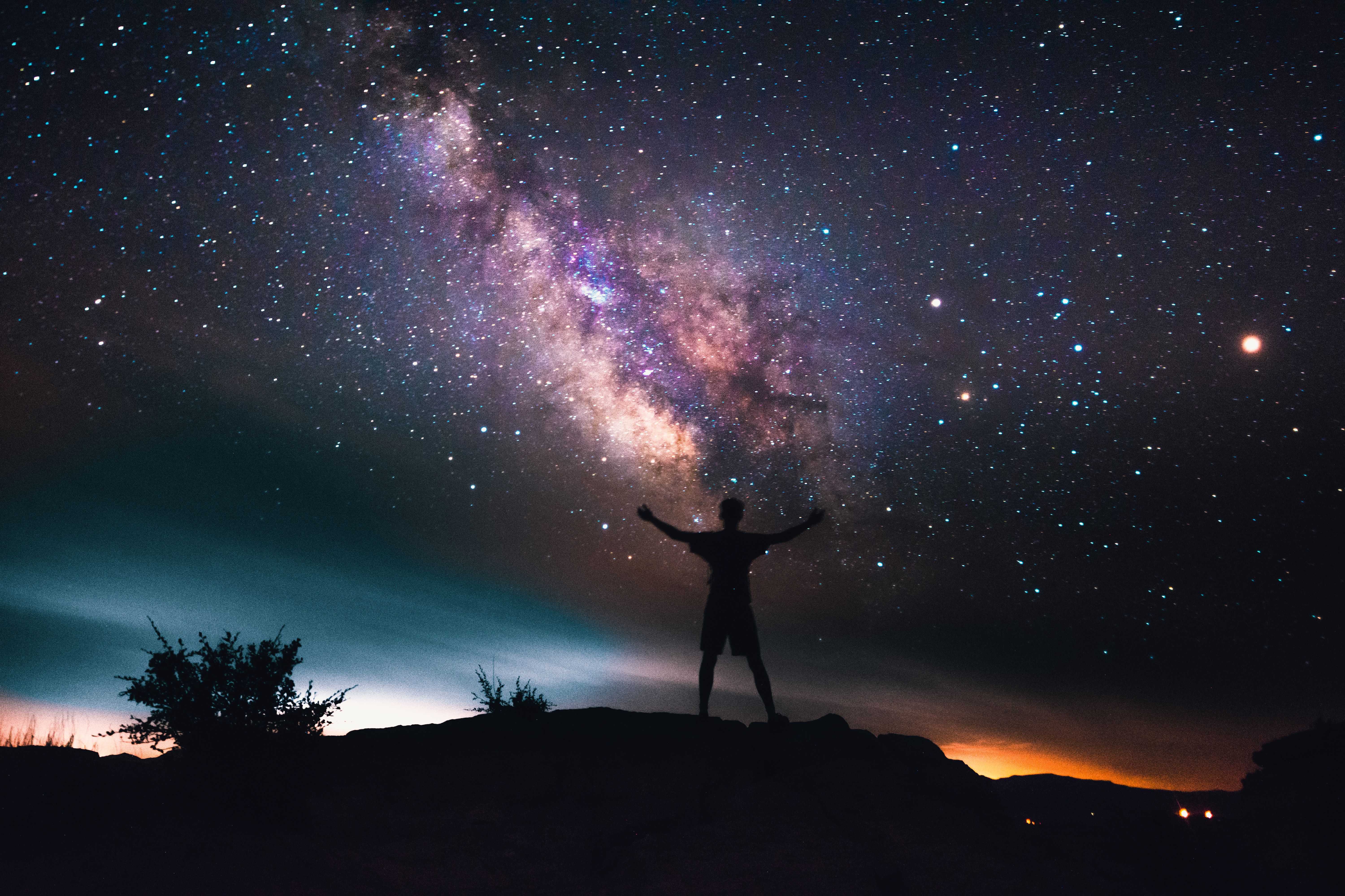 Man Looking Up At Stars